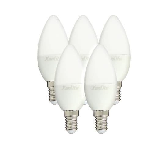 Lot X5 Ampoules LED Flamme, Culot E14, 5,5w Cons. (40 W Éq), Lumière Blanc Chaud