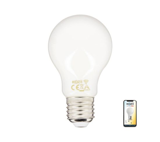 Ampoule LED Connectée Kozii, Éclairage Multi-blancs, Filament, E27 A60 Opaque 7w Cons.,