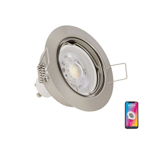 Ampoule LED Connectée Kozii, Éclairage Blancs + Couleurs, Gu10 Spot Encastrable Aluminium Brossé