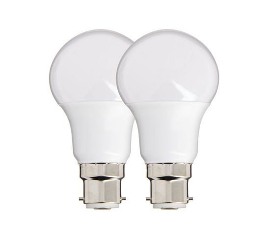 Lot De 2 Ampoules LED A60, Culot B22, 10w Cons. (60w Eq.), Lumière Blanc Chaud