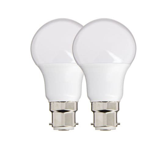 Lot De 2 Ampoules LED A60, Culot B22, 9w Cons. (60w Eq.), Lumière Blanc Neutre