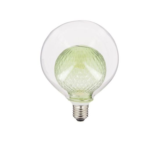 Ampoule Déco LED, Double Verre Vert, G125, Culot E27, 4w Cons. 2700k Blanc Chaud