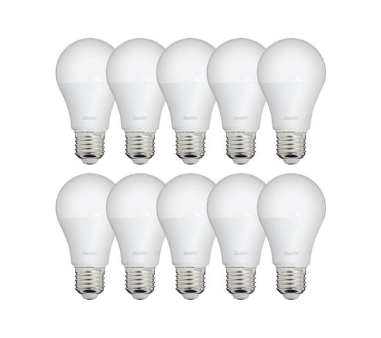 Lot De 10 Ampoules LED A60, Culot E27, 9w Cons. (60w Eq.), Lumière Blanc Neutre