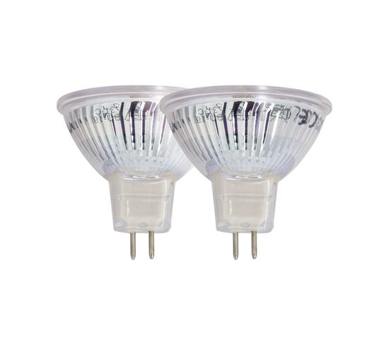 Lot De 2 Ampoules Smd LED Spot Mr16, Culot Gu5.3, 345 Lumens, Conso. 5w (eq. 35w), 2700k, Blanc