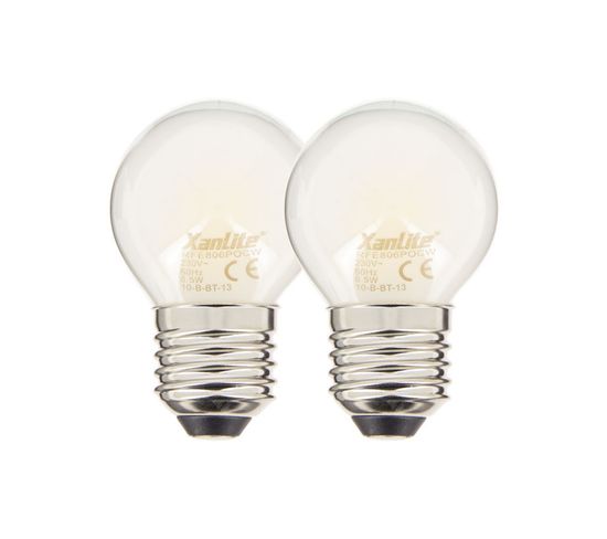 Lot De 2 Ampoules Filament LED P45 Opaque, Culot E27, 806 Lumens, Conso. 9w (eq. 60w), 4000k, Blanc