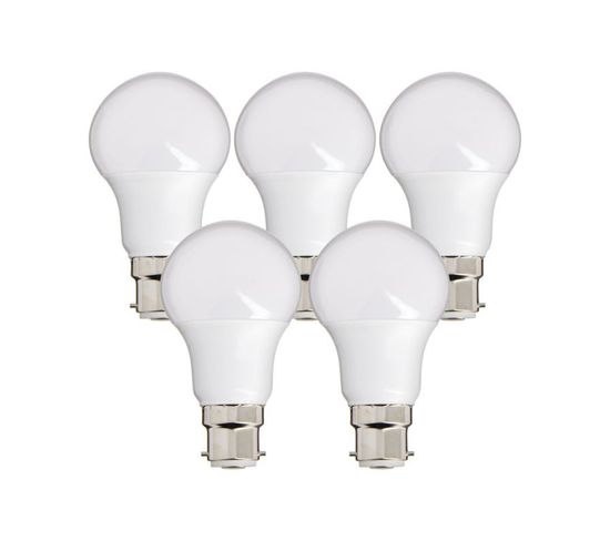 Lot De 5 Ampoules LED Culot B22, Conso. 9w (équivalent 60w), 806 Lumens, Blanc Neutre
