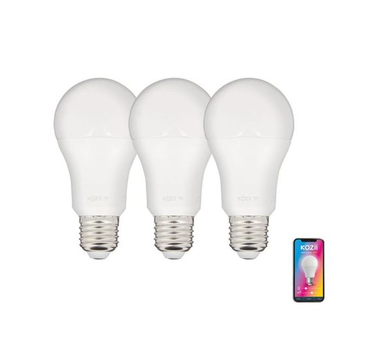 Pack De 3 Ampoules LED Connectées A60, Culot E27, Rvb Cct