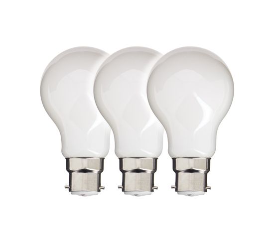 Lot De 3 Ampoules Filament LED A60 Opaque, Culot B22, 806 Lumens, Équivalence 60w, 2700 Kelvins,