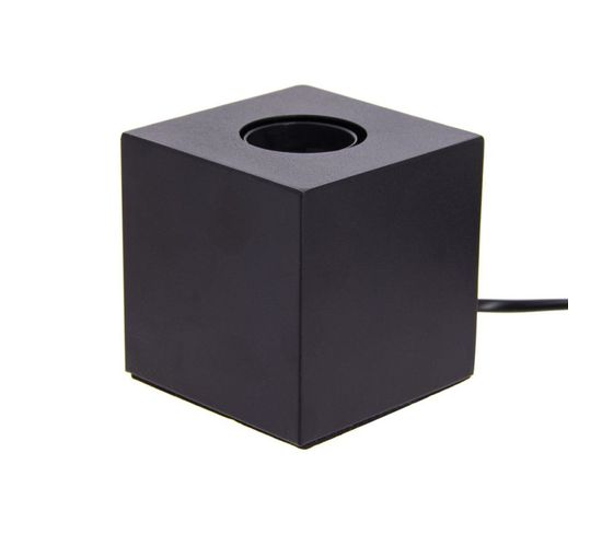 Lampe à Poser Cube En Métal Noir, Compatible Culot E27, Ip20, 60w Puissance Max