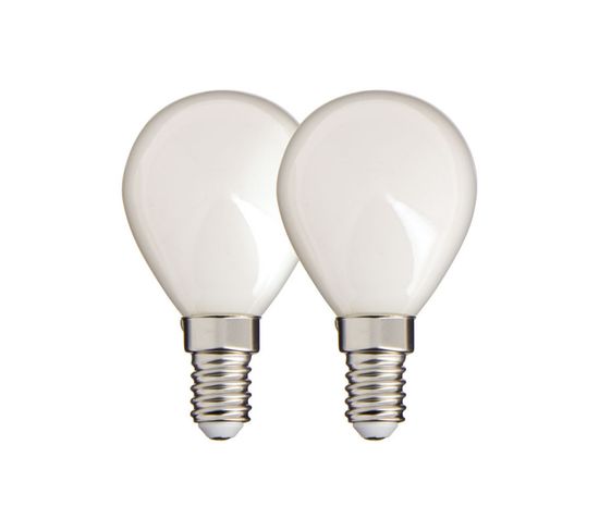 Lot De 2 Ampoules Filament LED P45 Opaque, Culot E14, 470 Lumens, Équivalence 40w, 2700 Kelvins,
