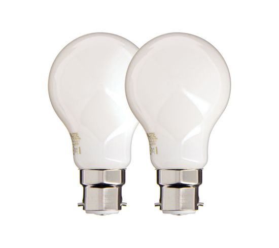 Lot De 2 Ampoules Filament LED A60 Opaque, Culot B22, 806 Lumens, Équivalence 60 W, 2700 Kelvins,