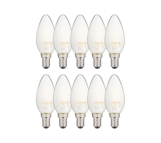Lot De 10 Ampoules LED Filament B35, Culot E14, 6,5w Cons. (60w Eq.), 2700k Blanc Chaud