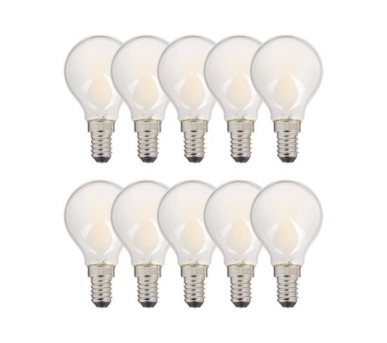 Lot De 10 Ampoules à Filament LED P45, Culot E14, Conso. 6,5w, Blanc Neutre