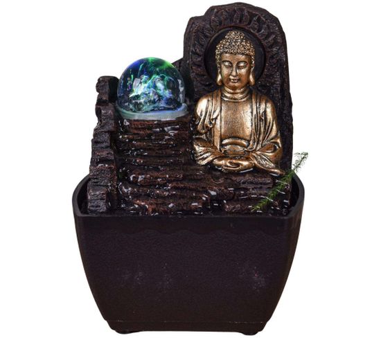 Petite Fontaine D'intérieure En Résine Avec LED Bouddha Theravada