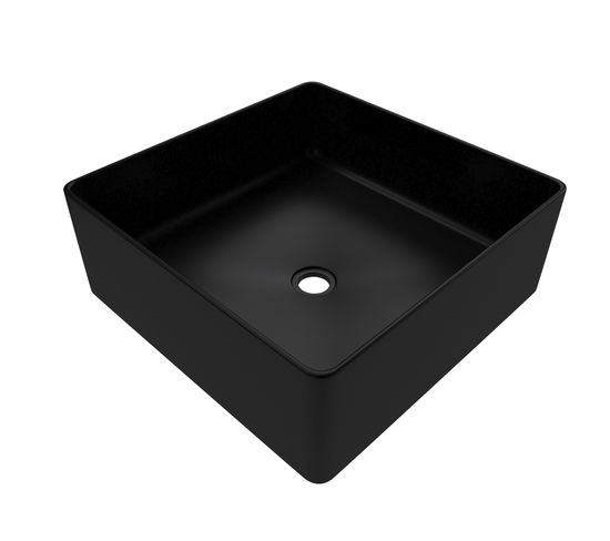 Vasque à Poser Rectangle En Céramique Noire - 36.5x36.5x10.7cm - Squarish Dark