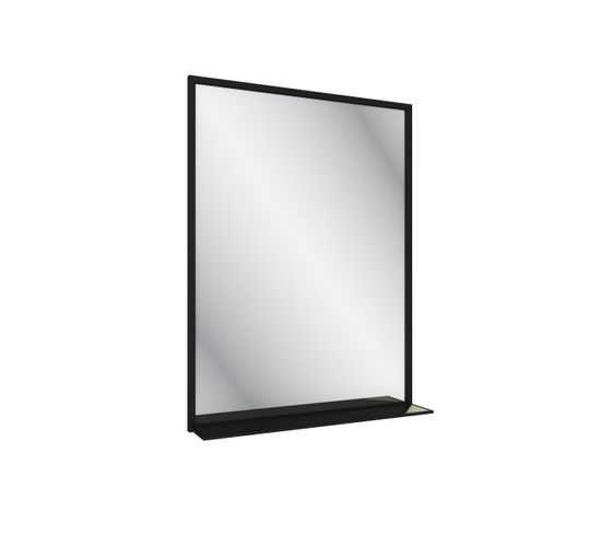 Miroir Salle De Bain 80x60cm - Laqué Noir Mat Avec Étagères - Framed Mirror