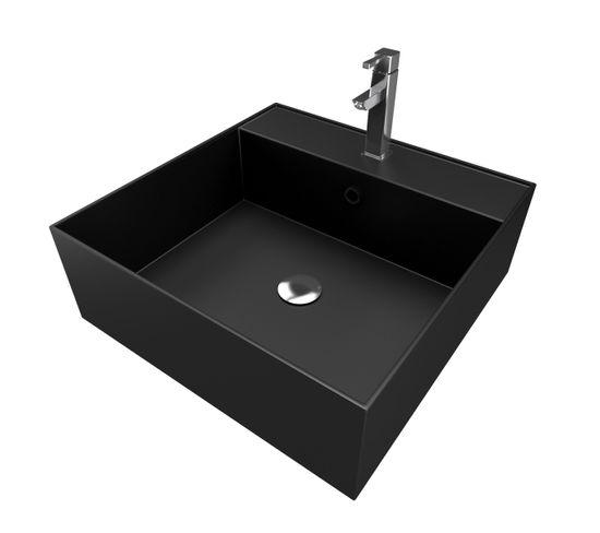 Vasque à Poser Carrée En Céramique Noire - 41x41x15cm - Squary Dark