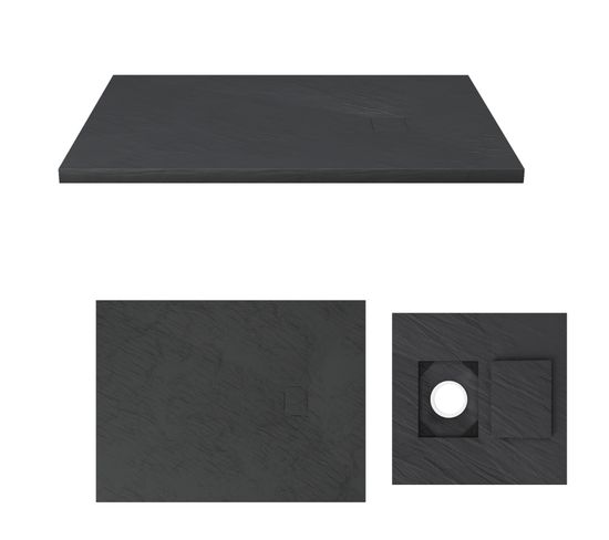 Receveur à Poser En Matériaux Composite Smc - Finition Ardoise Noire - 90x120cm - Rock 2 Black 90