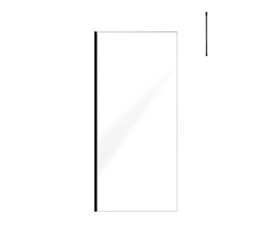 Paroi De Douche 90x200cm Verre Transparent - Profilé + Barre Plafond Noire - Freedom 2 Black