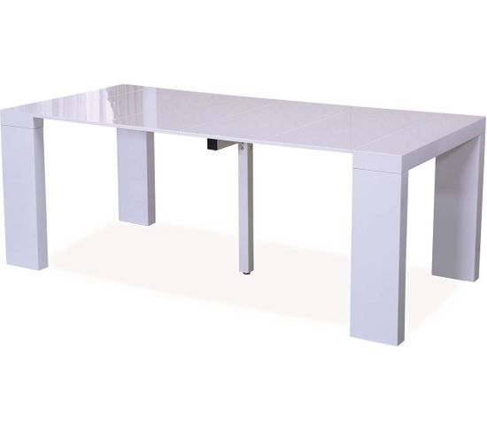 Table Repas Extensible "dina" - 200/40 X 94 X 75 Cm - Blanc Laqué