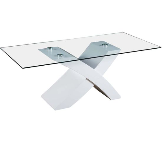 Table Basse Rectangulaire "tina" - 117 X 62 X 45 Cm - Blanc / Mdf Laqué
