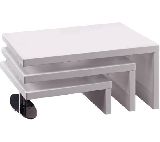 Table Basse Design "elysa" - 80 X 59 X 37,5 Cm - Blanc Laqué