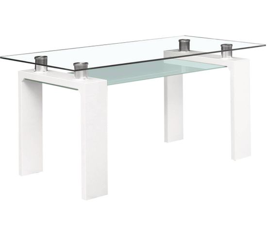 Table Repas "eva" - 150 X 80 X 75 Cm - Blanc Laqué