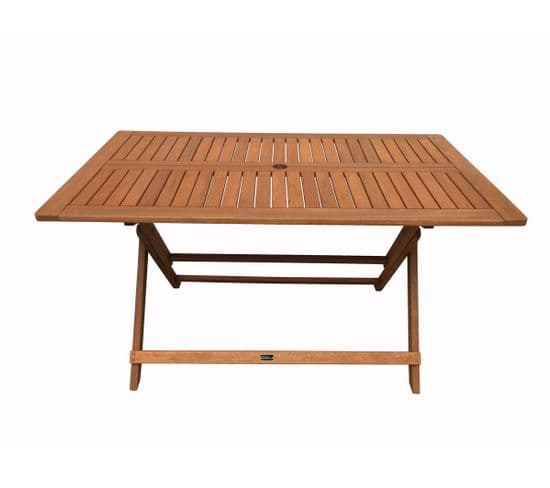 Table Pliante Bois Exotique "hong Kong" - Maple - 135 X 80 Cm - Marron Clair