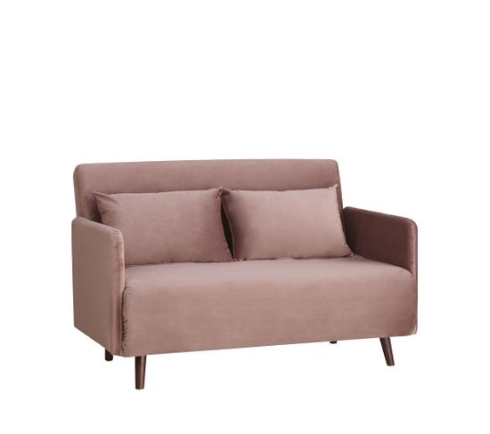 Belushi Canape Convertible 2 Places Velours Couleur Vieux Rose Canape But