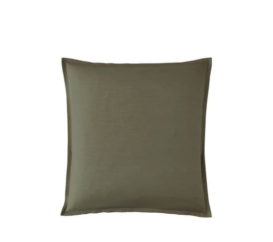 Como - Taie D'oreiller Vert Kaki En Percale De Coton - Couleur - Vert Kaki, Dimensions - 65x65cm