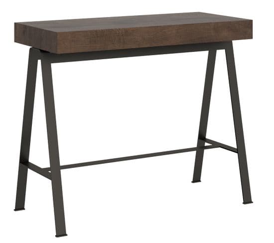 Console Extensible 90x40/196 Cm Banco Small Noyer Cadre Anthracite
