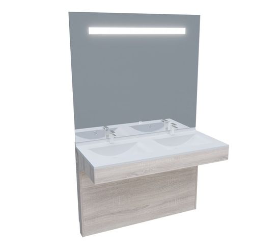 Meuble Altea 120 Cm Avec Plan Double Vasque Et Miroir LED Elégance - Cambrian Oak