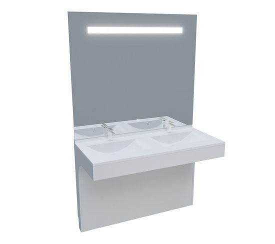 Meuble Epure 120 Cm Avec Plan Vasque Et Miroir LED Elégance Ht105 - Blanc Brillant