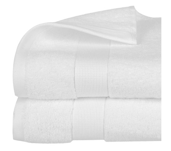 Lot De 2 Draps De Bain En Coton Blanc Tissu Éponge 70 X 130 Cm