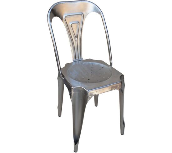 Chaise Vintage En Métal Argent