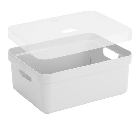 Boite De Rangement Avec Couvercle Transparent Sigma Home Box 24l Blanc