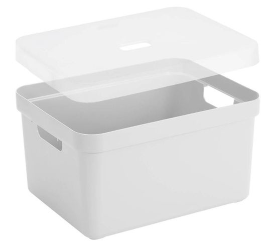 Boite De Rangement Avec Couvercle Transparent Sigma Home Box 32 L Blanc