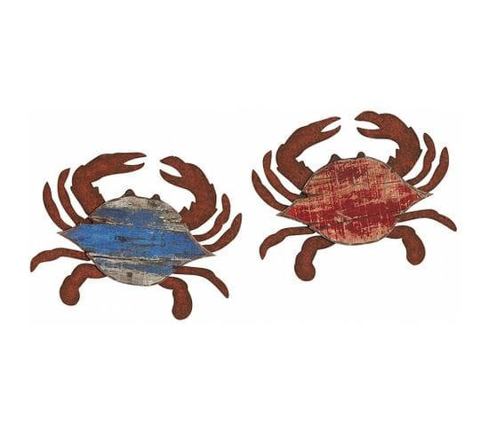 Crabes Rouge Et Bleu Déco Murale (lot De 2)
