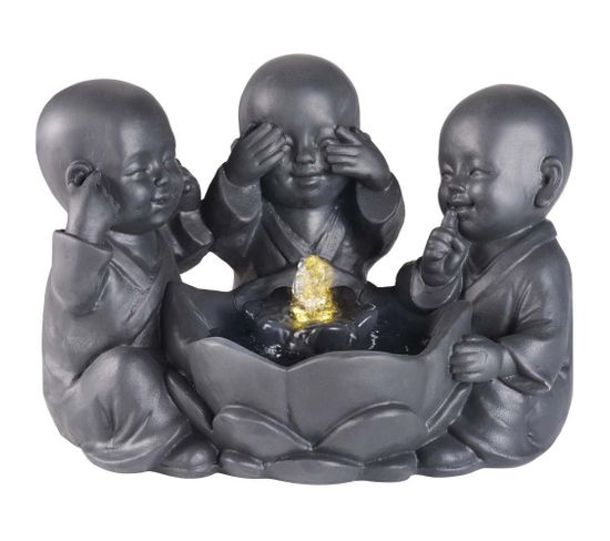 Fontaine En Polyrésine Trio Bouddha Noir
