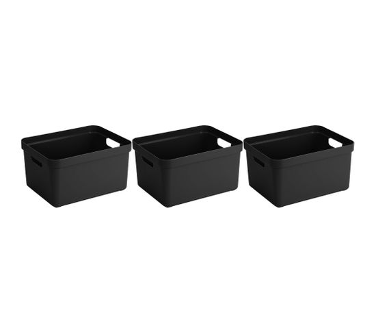 Boite De Rangement Sigma Home Box 32 L (lot De 3) Noir
