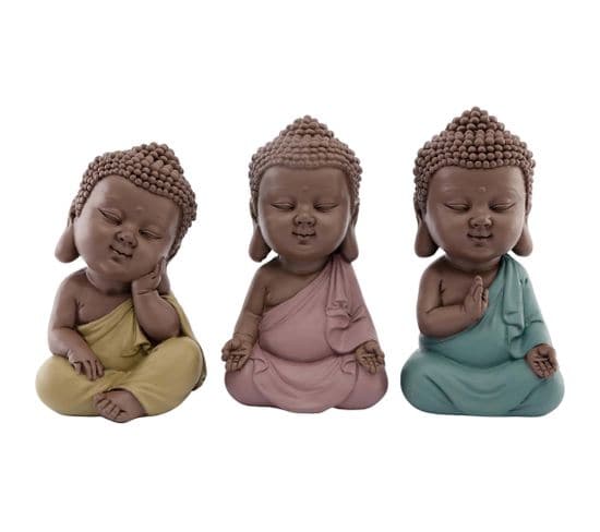 Bouddha Enfant Assis En Résine (lot De 3)