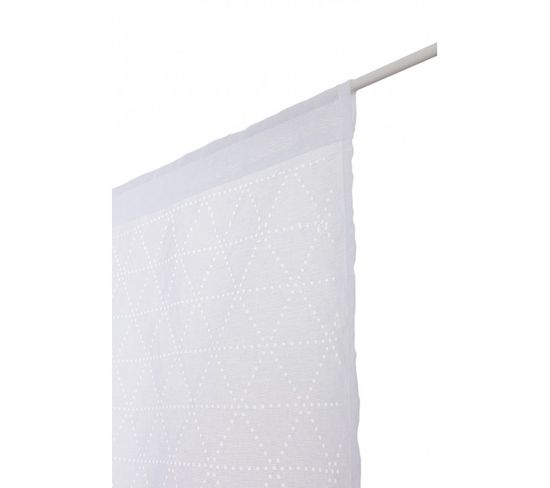 voilage 90 x 160 cm a passe tringle ajoure motif geometrique lasercut blanc voilage but