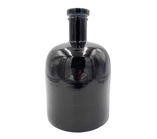 Vase Verre Recyclé 24 X 14 Cm Forme Arrondie Transparent Noir