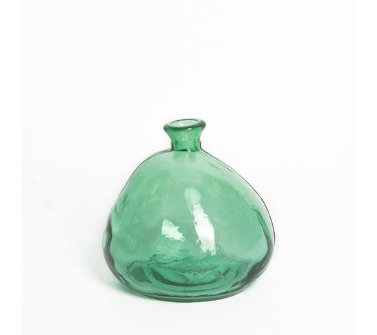 Vase Verre Recyclé 18 X 18 Cm Forme Boule Déstructurée Transparent Vert