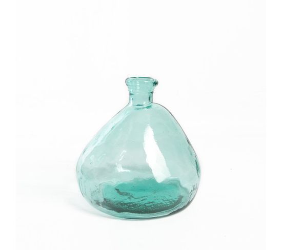 Vase Verre Recyclé 33 X 33 Cm Forme Boule Asymétrique Transparent Vert