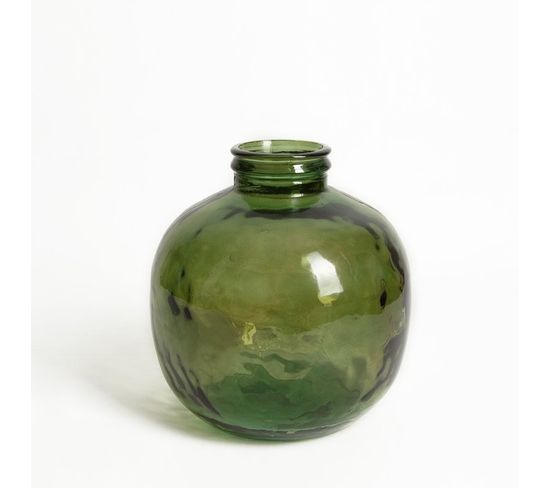 Vase Verre Recyclé 32 X 35 Cm Forme Boule Vert Olive