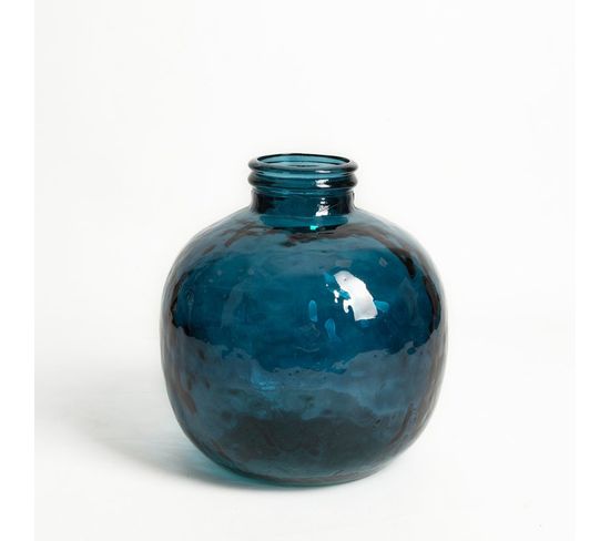Vase Verre Recyclé 32 X 35 Cm Forme Boule Bleu Nuit