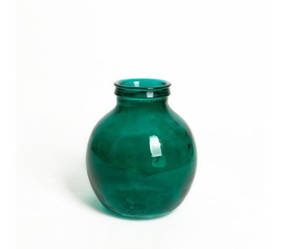 Vase Verre Recyclé 25 X 30 Cm Forme Boule Vert De Bleu