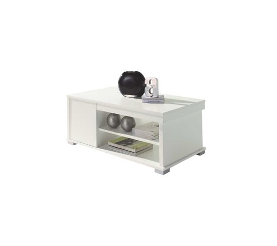 Table Basse Blanche Relevable 2 Tiroirs - Essa