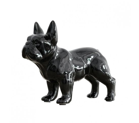 Statue Décorative Bulldog Français En Résine Laquée Noir